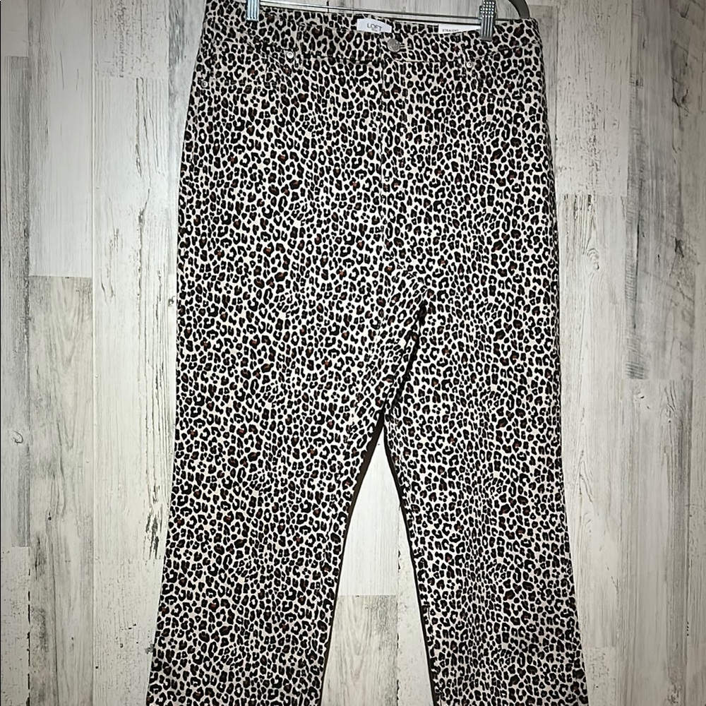 LOFT Black and Tan Straight Leg Pants
